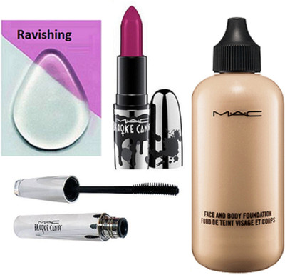 

ravishing silicon Puff , Face & Body Foundation, Lipstick With Mascara(Set of 4)
