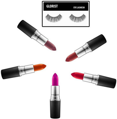 

glorist EYELASH AND MAC LIPISTICKS(Set of 6)