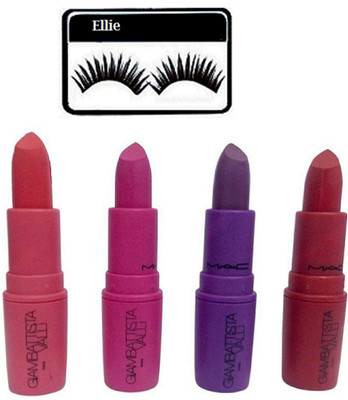 

ellie Eyelashes with Mac Lipstick Giambattista Combo Lipstick Pack of 4(Set of 5)