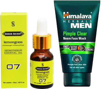 

SHEER SECRET AROMATHERAPY LEMONGRASS ESSENTIAL OIL 15ML with HIMALAYA MEN'S PIMPLE CLEAR FACEWASH 100ML(Set of 2)