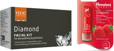 

Himalaya Strawberry Shine Lip Balm, Diamond Facial Kit(Set of 2)