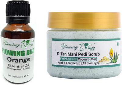 

Glowing Buzz Combo of orange essential oil and manipedi scrub(Set of 2)