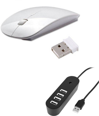 

Blendia High Speed Ultra Slim Mouse With 4 port 1 TB USB Hub Wireless Optical Mouse (black/white) Combo Set