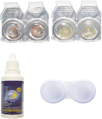 

drr Brown and green coloured contact lenses with case and solution Monthly Contact Lens(0, Brown, Green, Pack of 2)