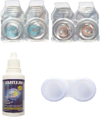 

drr Blue and brown coloured Lanse case and solution Monthly Contact Lens(0, Blue, Brown, Pack of 2)