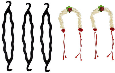 

KYT Combo Hair Gajra For South Indian Wedding, White 3 pcs juda maker Tools for hair styling tools kits Hair Accessory Set(Multicolor)