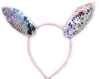 

Jewelz Silvery pink bunny ears on pink hairband Hair Band(Multicolor)