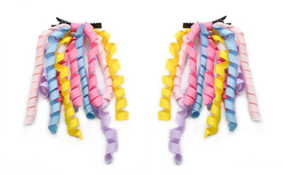 

Jewelz Colourful ribbon ringlets on two black snap barrettes Hair Clip(Multicolor)