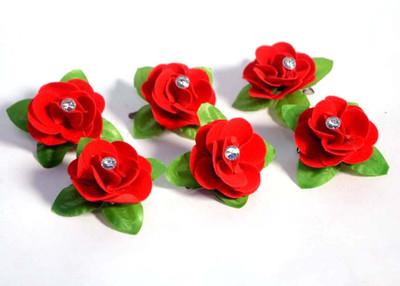 

Garg Traders Rose Red Bun Clip Hair Claw, Hair Clip, Hair Pin(Red, Green)