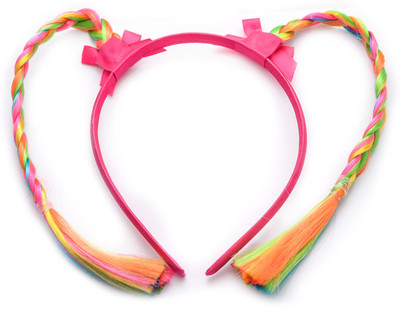 

Jewelz Bright Pink headband with colourful braids Hair Band(Multicolor)