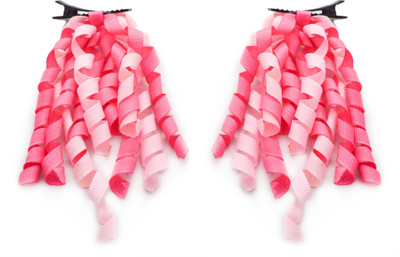 

Jewelz Preety Tic Tac black clips with bright pink and light pink ribbon ringlets Hair Clip(Multicolor)