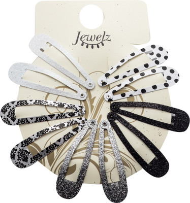 

Jewelz Silver, black, white and dotted tic tac combo of fiv pairs tic tac hair clips Hair Clip(Multicolor)