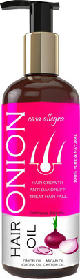 

casa allegra Onion Hair Oil for Hair Regrowth - Anti Dandruff & Prevents Hafallall - Intensive Hair Treatment with real Onion Extract. Hair Oil(200 ml)