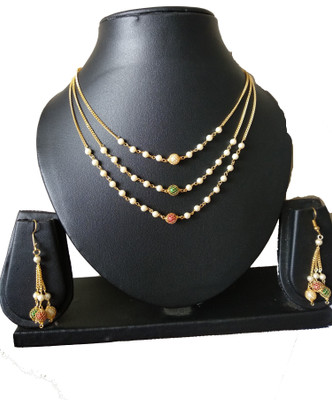 DIMIKI Alloy Gold-plated Multicolor Jewellery Set(Pack of 1)