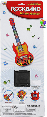 

Fun Villa Guitar Toy, 17 Inches, Battery Operated with Music and Lights, Red Yellow(Multicolor)