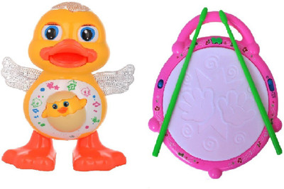 

New Pinch Combo of Amazing Flash Drum with Popular Musical Dancing Duck for Kids(Multicolor)
