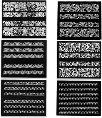 

STZ 6 Sheets Of White 3D ADHESIVE Lace Nail Art Sticker DIY Nail Decoration Decals(white)