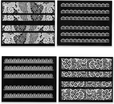 

STZ 4 Sheets Of White 3D ADHESIVE Lace Nail Art Sticker DIY Nail Decoration Decals(white)