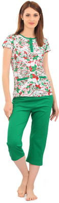 zebu Women Printed Multicolor Top & Pyjama Set
