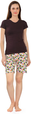 zebu Women Printed Multicolor Top & Shorts Set
