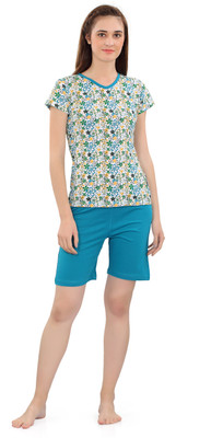 zebu Women Printed Multicolor Top & Shorts Set