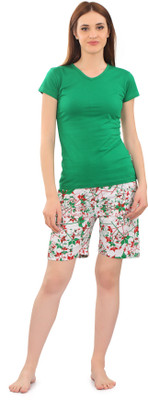 zebu Women Printed Multicolor Top & Shorts Set
