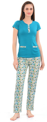 zebu Women Printed Multicolor Top & Pyjama Set