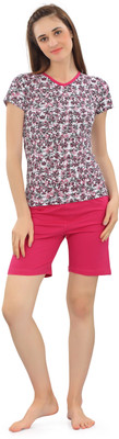 zebu Women Printed Multicolor Top & Shorts Set