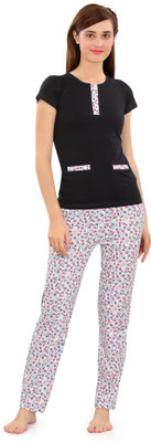 zebu Women Printed Multicolor Top & Pyjama Set