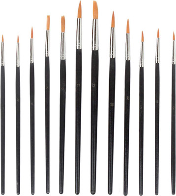 

Treely Artist Professional Painting Brushes Set, Wooden Long Handle Brush(Set of 12, Black)