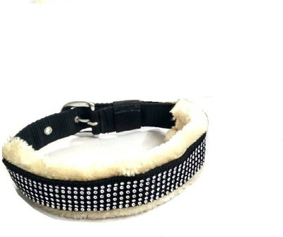 

PET HUB Dog Collar & Leash(, BLACK 0.75 INCH WITH MINK FUR