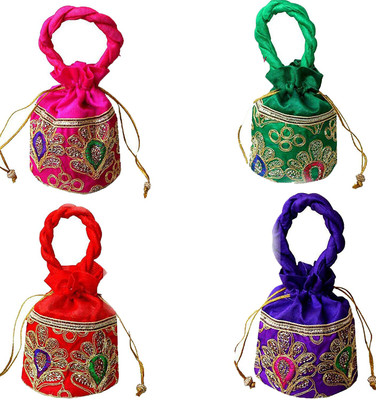 

Dms Retail Multicolour Women's Embroidered Potli Bag Potli(Multicolor)