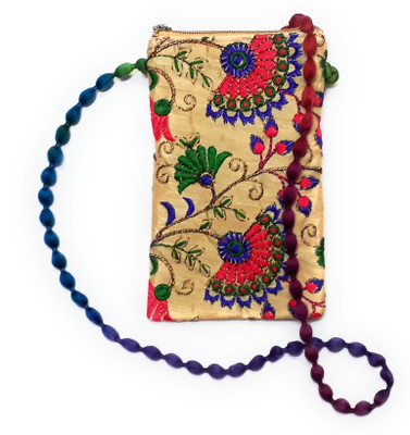 

Unique Fashion Embroidered Zari Design Pink Multi-color Mobile Sling Bag Mobile Pouch(Pink, Multicolor), Multicolor;pink