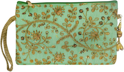

Bagaholics Multipurpose Clutch Pencil Pouch Travel wallet Makeup Kit Toilet Handbag Organizer Medicine Bag with Embroidery Ladies Purse Pouch(Khaki)