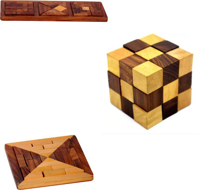 

Phirkcraft Wooden Handmade Set of three Puzzle Toy For Kid(68 Pieces)