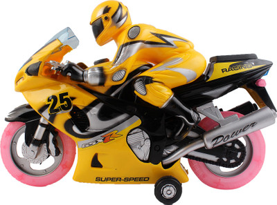 

GARNER 11 INCH LONG MOTORCYCLE WITH REMOTE CONTROL WITH FLASHING LIGHTS ELECTRONIC IC SOUND ( 27 MHZ )(Yellow)