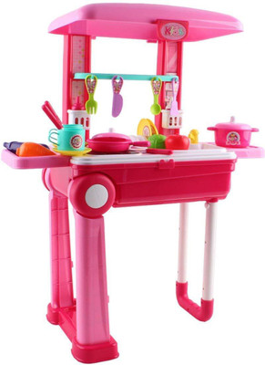 

Bestie Toys Kitchen Little Chef Set in Convertible Suitcase Portable Playset Carrycase with Sound - Lights and Accessories Included