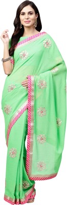 Ratnavati Self Design Bollywood Georgette Saree(Light Green)