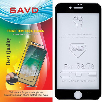 SAVD Tempered Glass Guard for 5D Curved Full Cover Tempered Glass Screen Protector iPhone 7G/8G Black Color 5D Coloured Hardness 9H Anti-Scratch,Case Friendy Tempered Glass Black(Pack of 1)