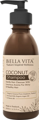

Bella Vita Organic CocoPure Coconut Shampoo/Cleanser with Organic Argan Oil, 200 ml for Shiny & Healthy Hair | Made in Thailand | SLES & Paraben Free |(200 ml)