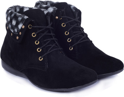 

Trendy Look Fur Casual Boots For Women(Black