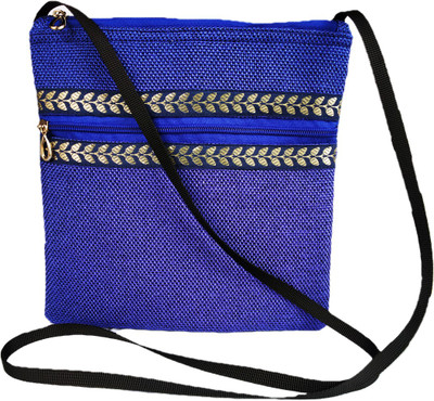 

auk Girls Casual Blue Jute Sling Bag