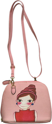 

Gift Corner Women Casual Pink Leatherette Sling Bag
