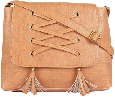

Meraki Sasha Women Casual Tan PU Sling Bag