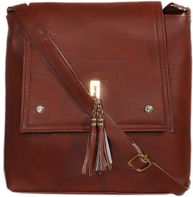 

BLUEFUSION Women Casual Brown PU Sling Bag