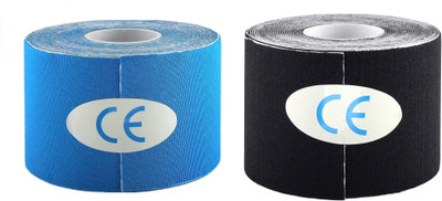 

FACTO POWER (Pack of 2)Blue and Black Color Kinesiology Tape (100% Water Resistant) Knee, Calf & Thigh Support (, Blue, Black
