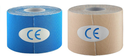 

FACTO POWER (Pack of 2)Blue and Beige Color Kinesiology Tape (100% Water Resistant) Knee, Calf & Thigh Support (, Blue, Beige