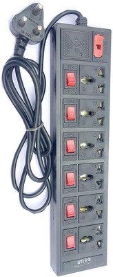 

VBR's Group Power Extension Board | Suitable for Household, Office, Computer and its peripherals | Power Cable with 4 Yards | Fuse and, Led Indicator (Black) 6 Socket Surge Protector(Black)