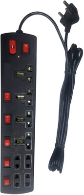 

ACCESSOREEZ Extension_Rectangle Black 8 Socket Surge Protector(Black)