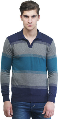 KALT Striped, Solid V Neck Casual Men Reversible Multicolor Sweater